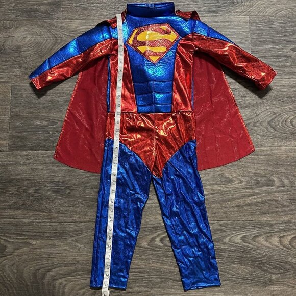 Superman Costume Kids Size Small Halloween Jumpsuit Cape Superhero Belt Shoe Cov - Picture 5 of 12